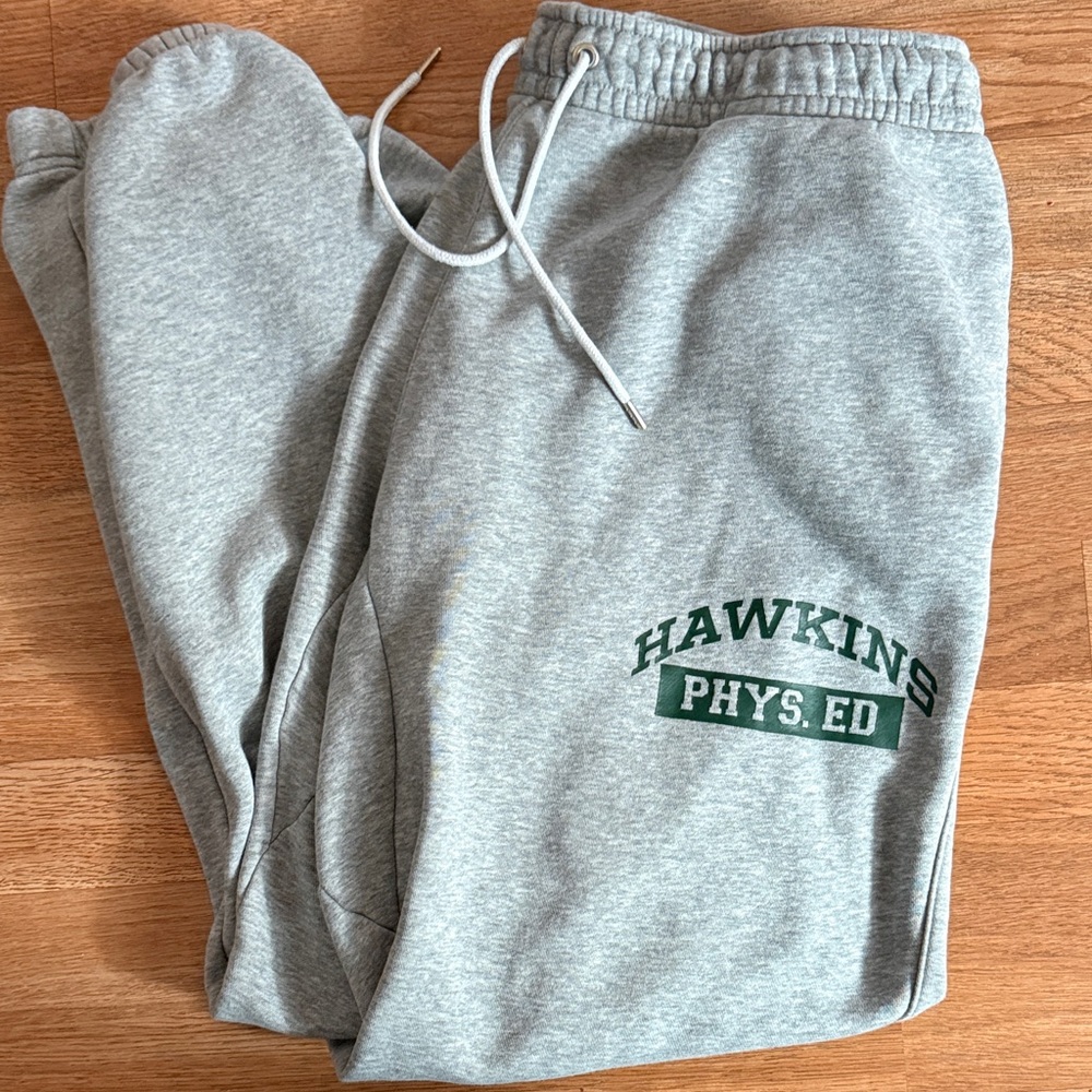 Nike Stranger Things Heather Gray Joggers with Green Logo
